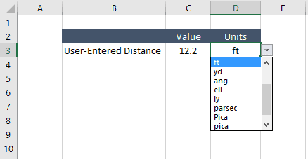 excel convert units data validation