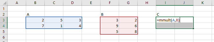 function matrix multiplication EngineerExcel Excel  Matrix Multiplication in