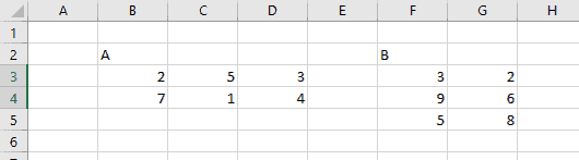 two matrices in excel