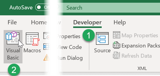 excel visual basic editor in developer tab