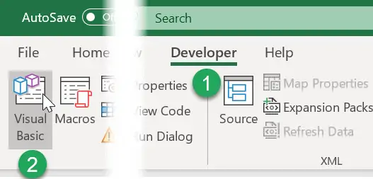 excel visual basic editor in developer tab
