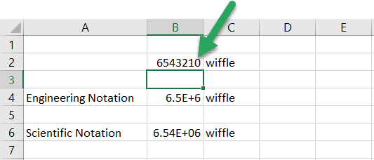 excel engineering notation