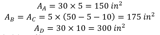 Calculate the area of each section