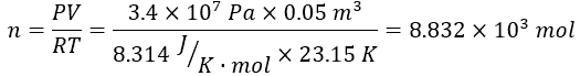 Formula to rearrange the ideal gas law to solve for the number of moles