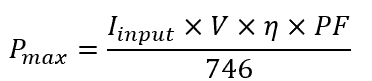 Maximum load (Pout)  equation