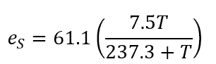 Relative humidity RH equation
