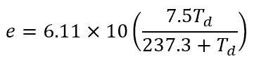 Relative humidity RH equation