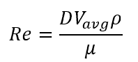Reynold’s number Re of the flow Equation