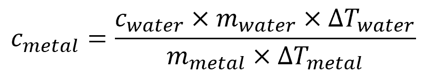 specific heat of metal equation