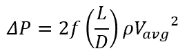 The pressure drop due to friction ΔP equation
