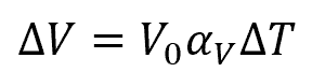 change in volume due to thermal expansion formula