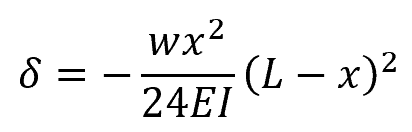deflection of a fixed-fixed square tube with a uniform load along its length equation