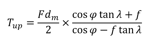 torque required to raise the load formula