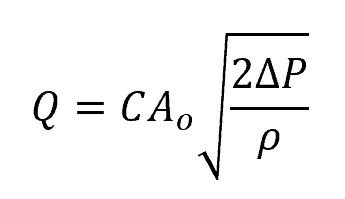 actual volumetric flow rate through an orifice formula