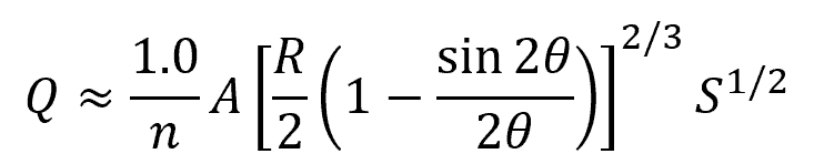 flow rate for a partially full circular pipe formula