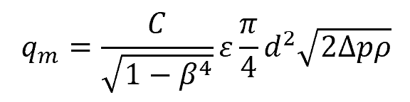 mass flow rate across an orifice formula