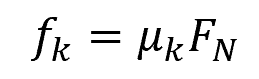 coefficient of kinetic friction formula