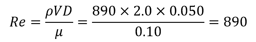 Reynolds number formula with values