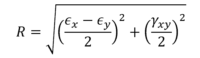 equation for the Mohr’s circle radius for plane strain 