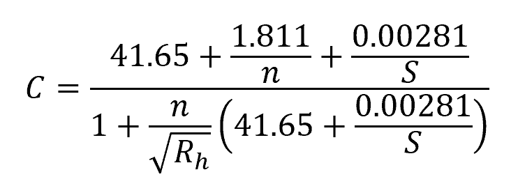 Ganguillet Kutter Formula for imperial units