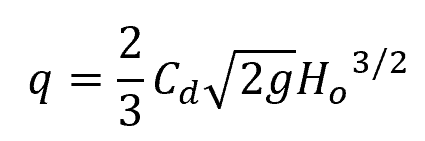 flow per unit width of the rectangular weir 