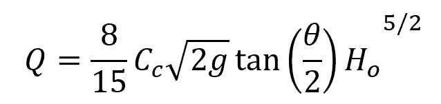triangular sharp-crested weir discharge formula