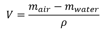 water displacement volume equation